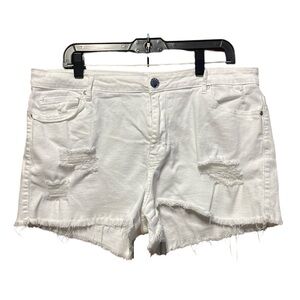 F21 Distressed Short Shorts - White - Size 16